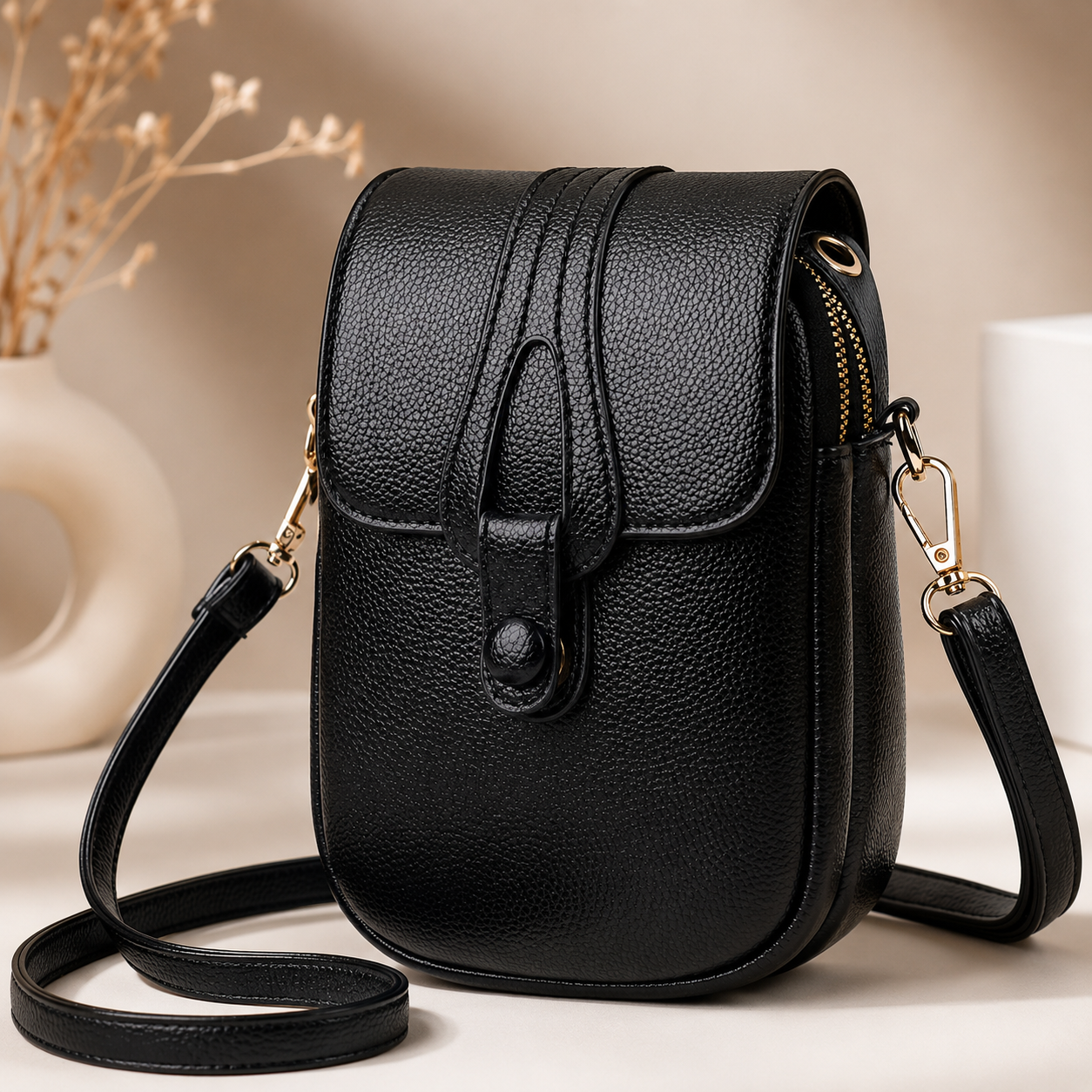 Women's black crocodile texture tote bag with shoulder strap
