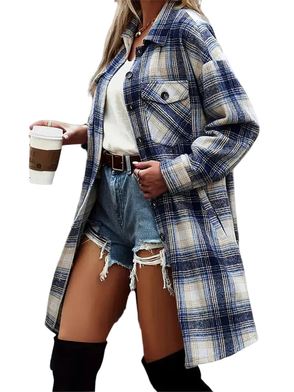 Women's Plaid Shack Set | Oversized Flannel & Denim Shorts