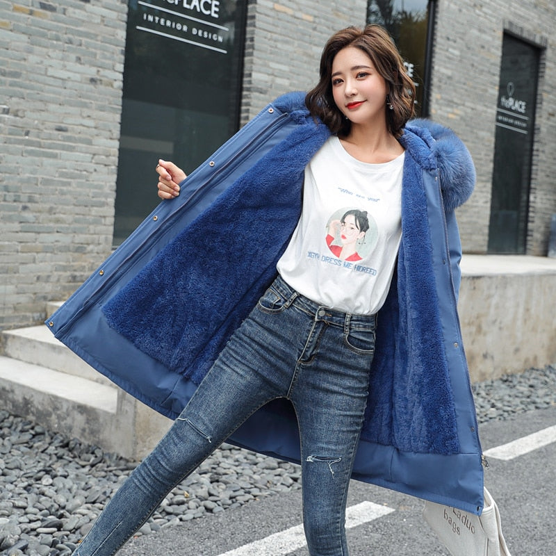 Ladies Mid-Length Down Puffer Jacket | Winter Padded Coa