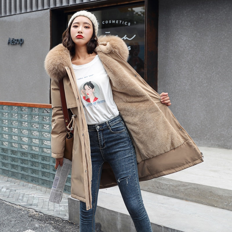 Ladies Mid-Length Down Puffer Jacket | Winter Padded Coa