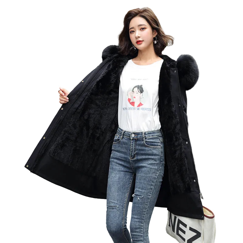 Ladies Mid-Length Down Puffer Jacket | Winter Padded Coa