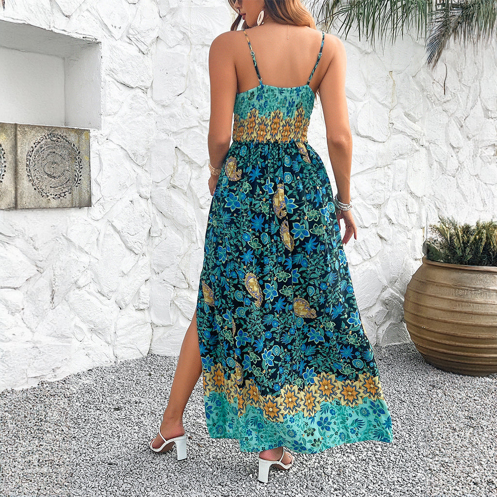 Temperament Print Slip Dress | Women's Elegant Casual Style