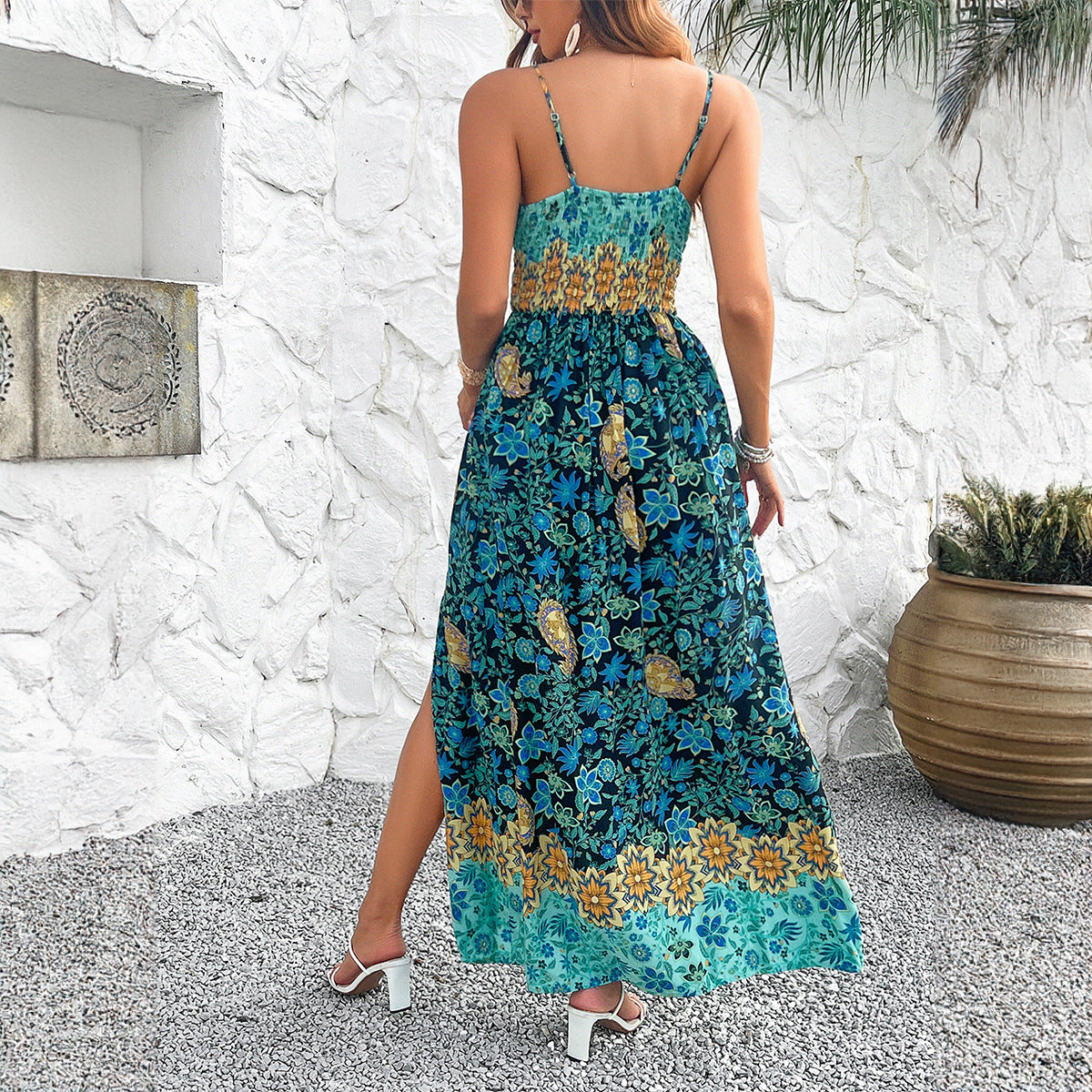 Temperament Print Slip Dress | Women's Elegant Casual Style