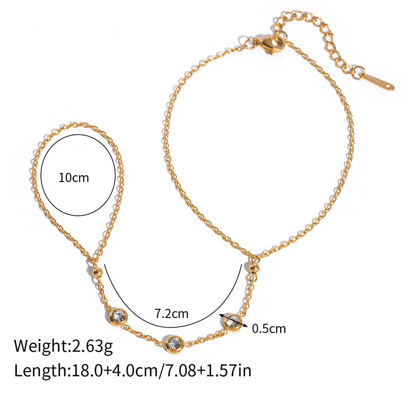Gold Hand Chain Bracelet | Ring & Finger Dainty Boho Jewelry