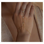 Hand Chain Bracelet For Women, Ring Bracelet, Gold Finger Hand Chain Trendy Dainty Bead Boho Jewelry