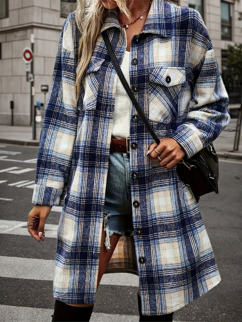 Women's Plaid Shack Set | Oversized Flannel & Denim Shorts