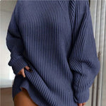 Solid Turtleneck Long Sweater Winter Warm Women Sweater Dress