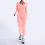 Threaded Square Collar Buttocks Slim Jumpsuit