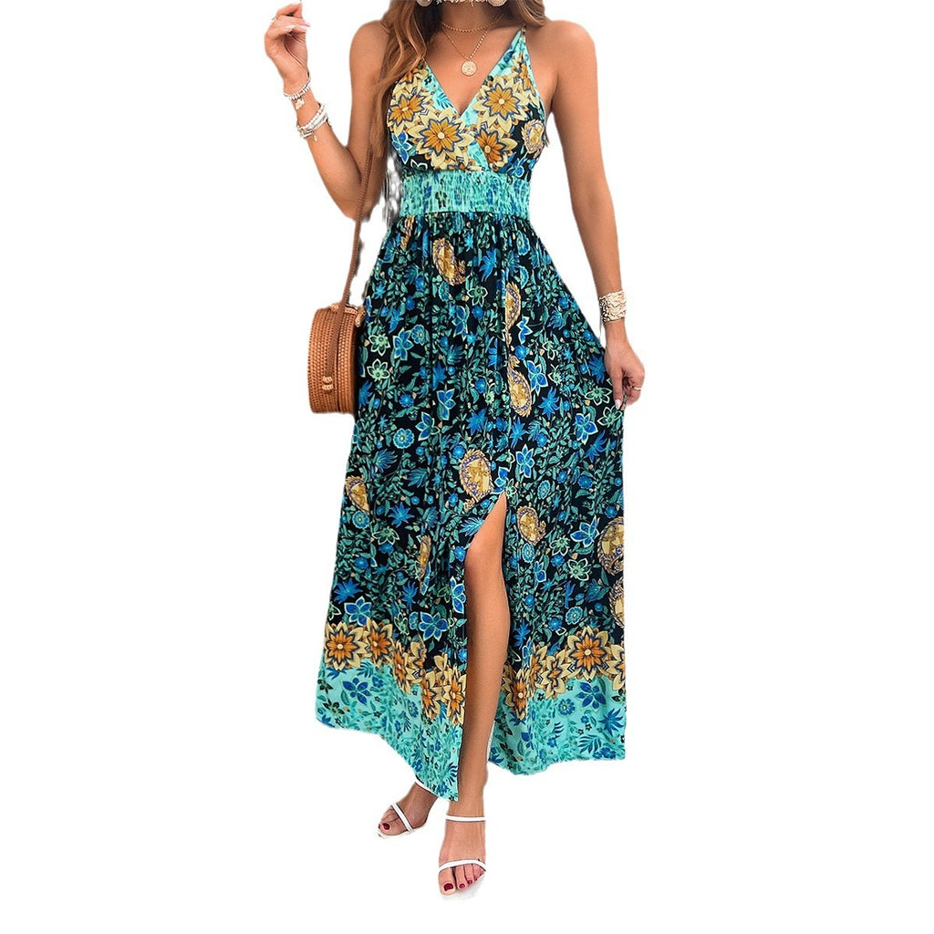 Temperament Print Slip Dress | Women's Elegant Casual Style