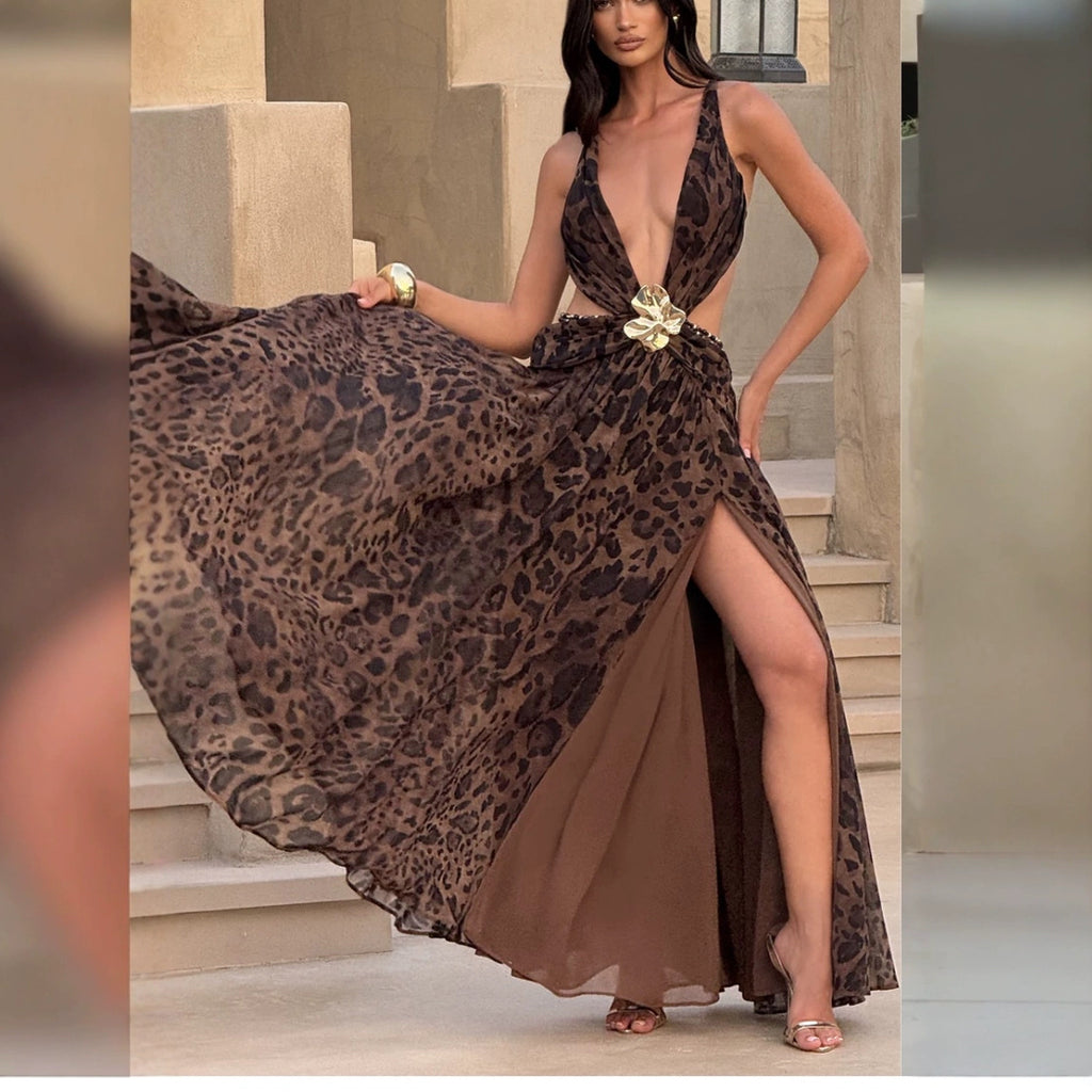 Slim Fit V-Neck Halter Split Dress | Women's Night Out Bodycon