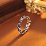 Purple Zircon Row Ring | Adjustable Open Ring for Women