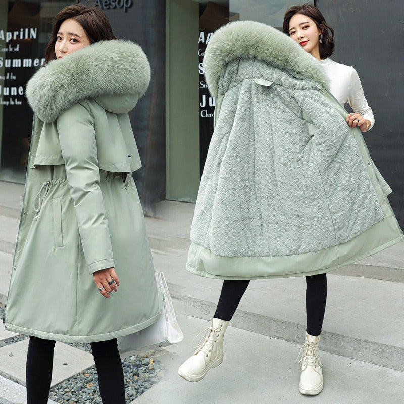 Ladies Mid-Length Down Puffer Jacket | Winter Padded Coa