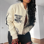 Fashion Women's Letter Print Casual Jacket