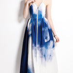 Tie Dye Printed Waist Dress Slip Dress