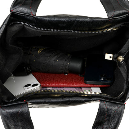 Black PU leather tote handbag for everyday use