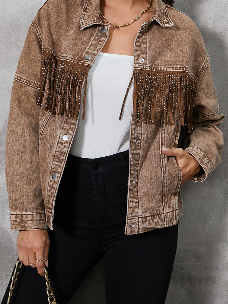 Women's Tassel Lapel Jacket  Trendy Long Coat
