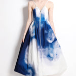 Tie Dye Printed Waist Dress Slip Dress