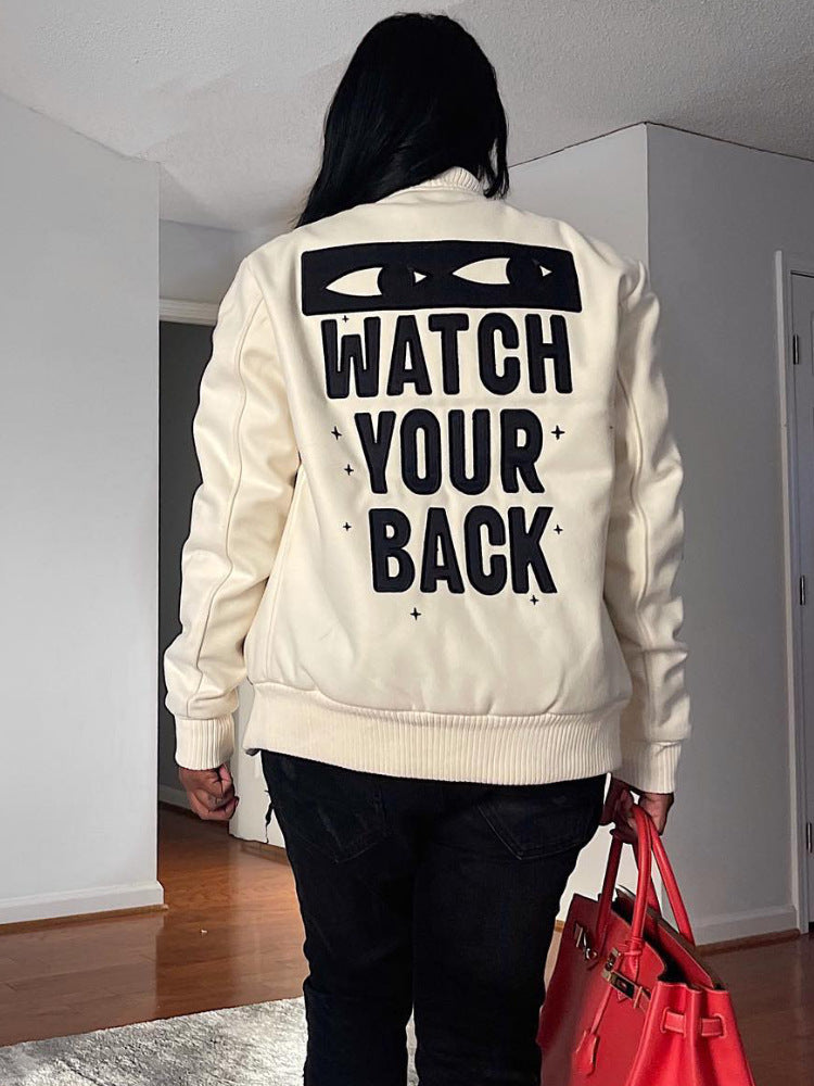 Women's Letter Print Casual Jacket | Trendy Streetwear