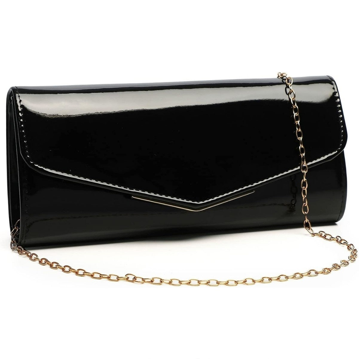 Black envelope-style crossbody handbag