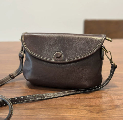 Full-grain cowhide leather shoulder bag