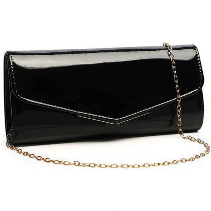 Women's black chain crossbody envelope bag"